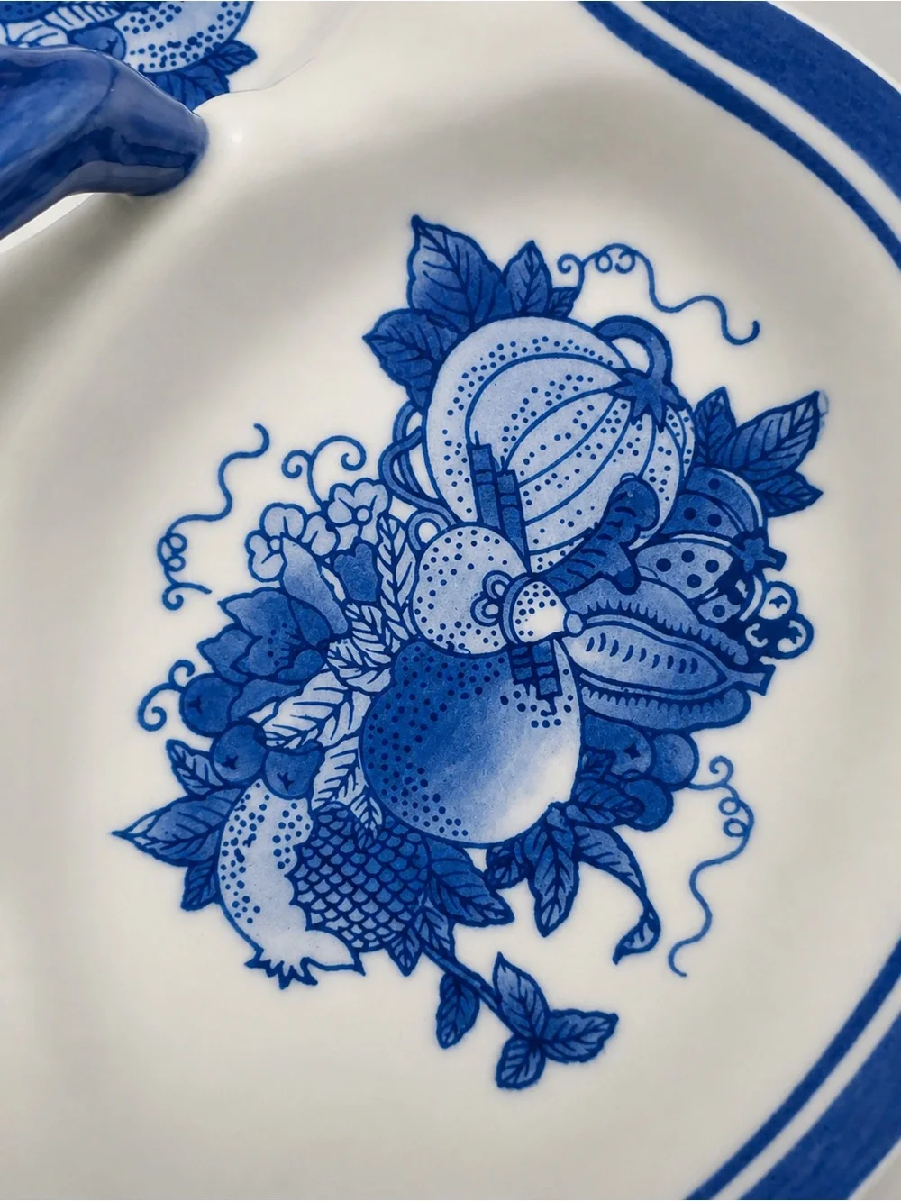 Vintage Nantucket Blue White Porcelain 3 Divided Snack Serving Relish Tray
